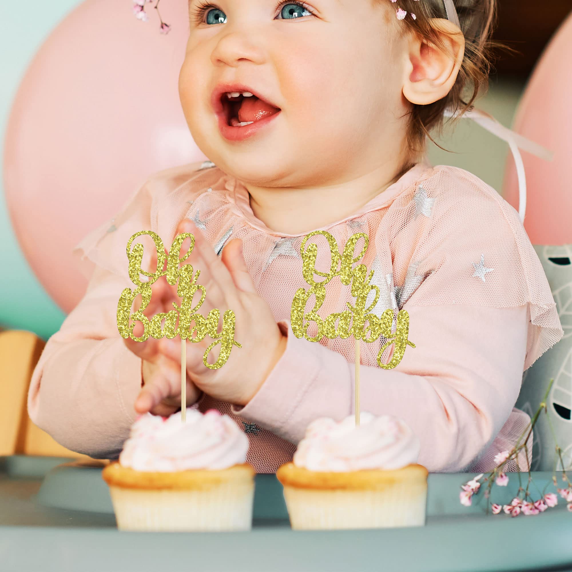 Gyufise gender reveal cupcake toppers highlight your special moment.