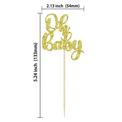 Gyufise glitter baby shower toppers showcase sparkling details for festive desserts.