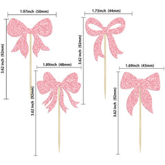 Glitter pink bow cupcake picks for festive desserts by Gyufise.