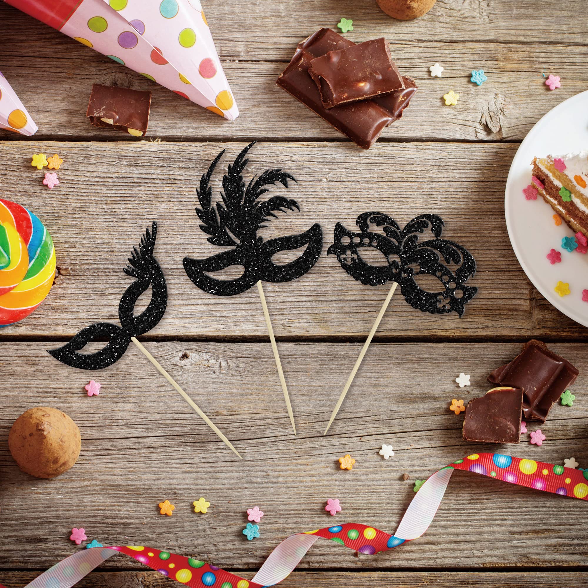 Gyufise glitter Mardi Gras toppers spark celebration vibes on cakes and treats.