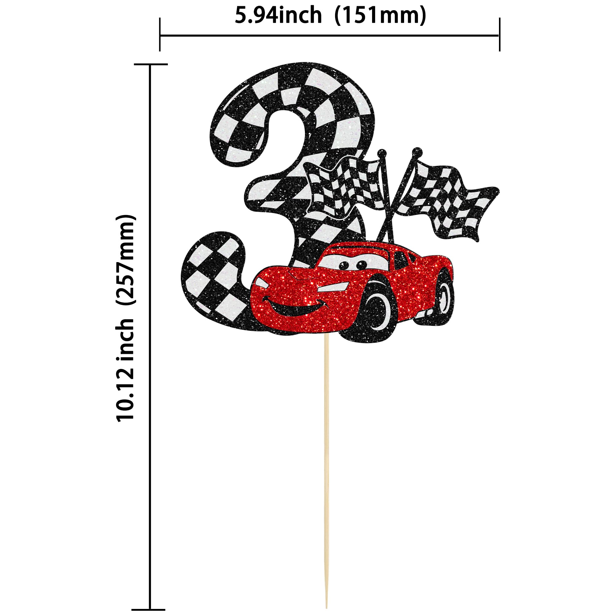 Gyufise Glitter Race Car Topper adds sparkle to desserts.