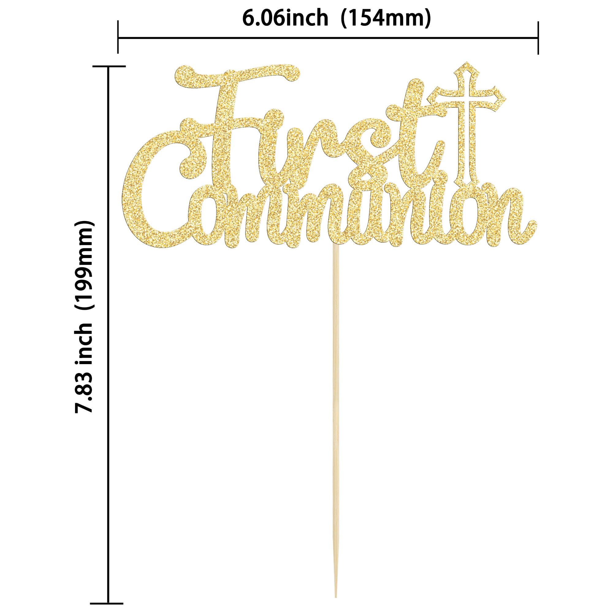 Gyufise God Bless First Communion cake topper adds elegance to dessert display.