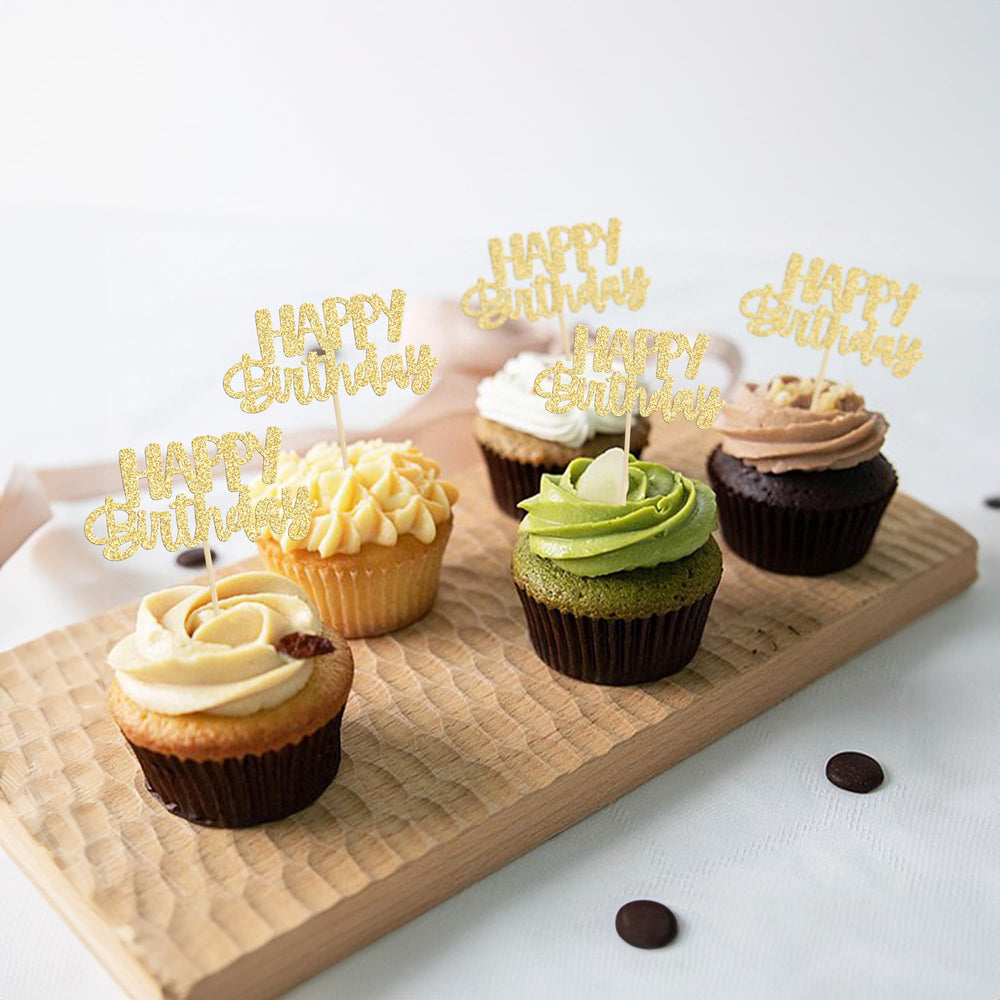 Gyufise gold glitter toppers are sturdy for multiple celebrations.