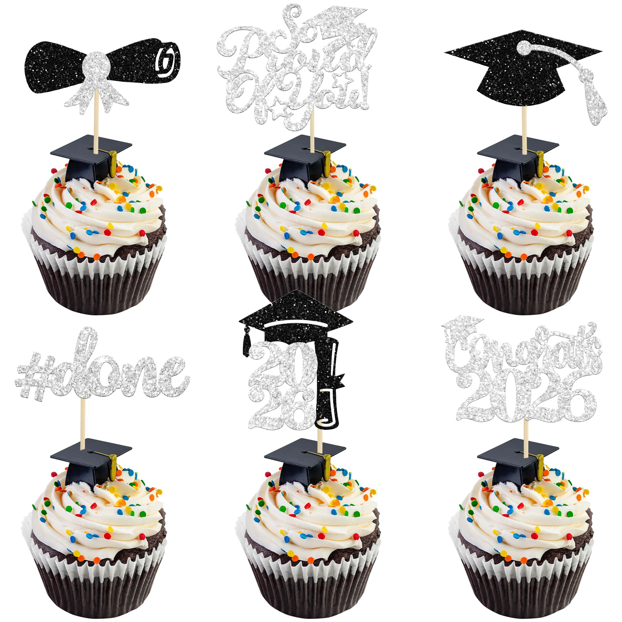 Gyufise graduation cupcake toppers 2026 add festive color to cakes and desserts.