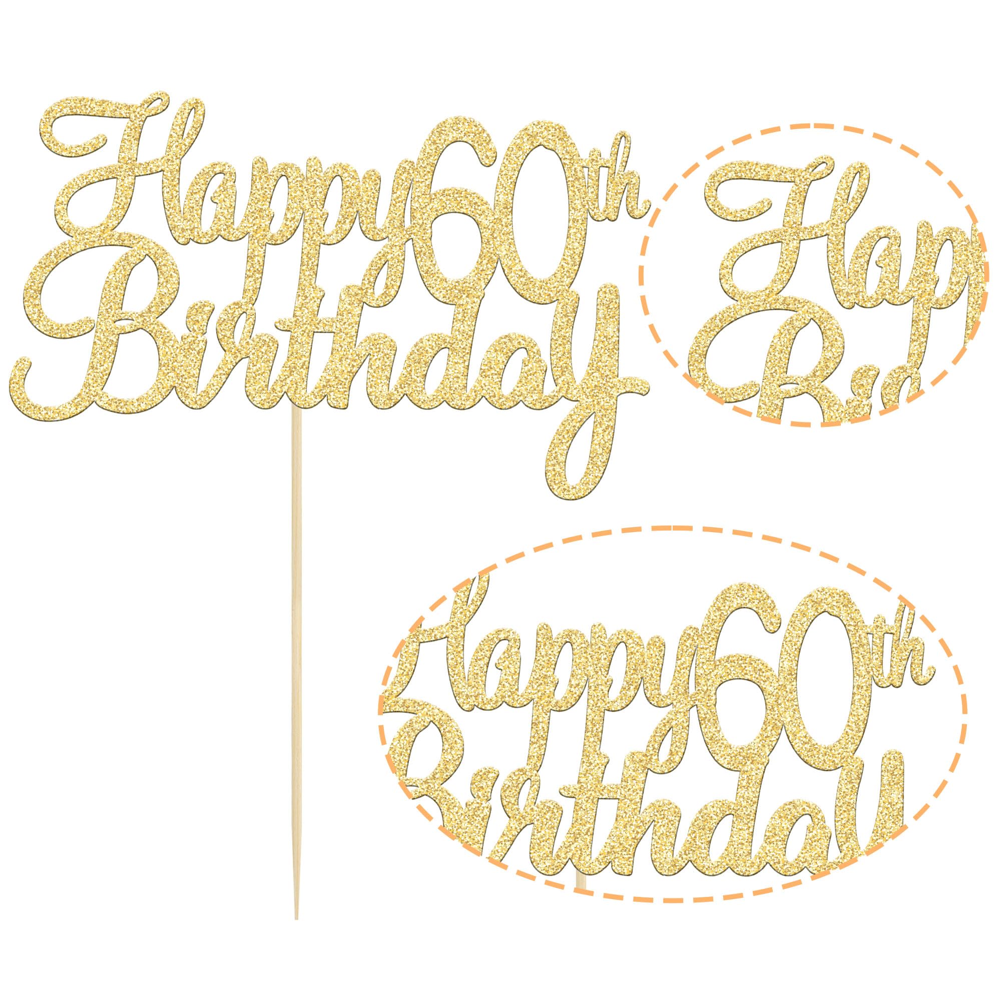 Gyufise gold glitter cake topper assembled and ready to insert into dessert