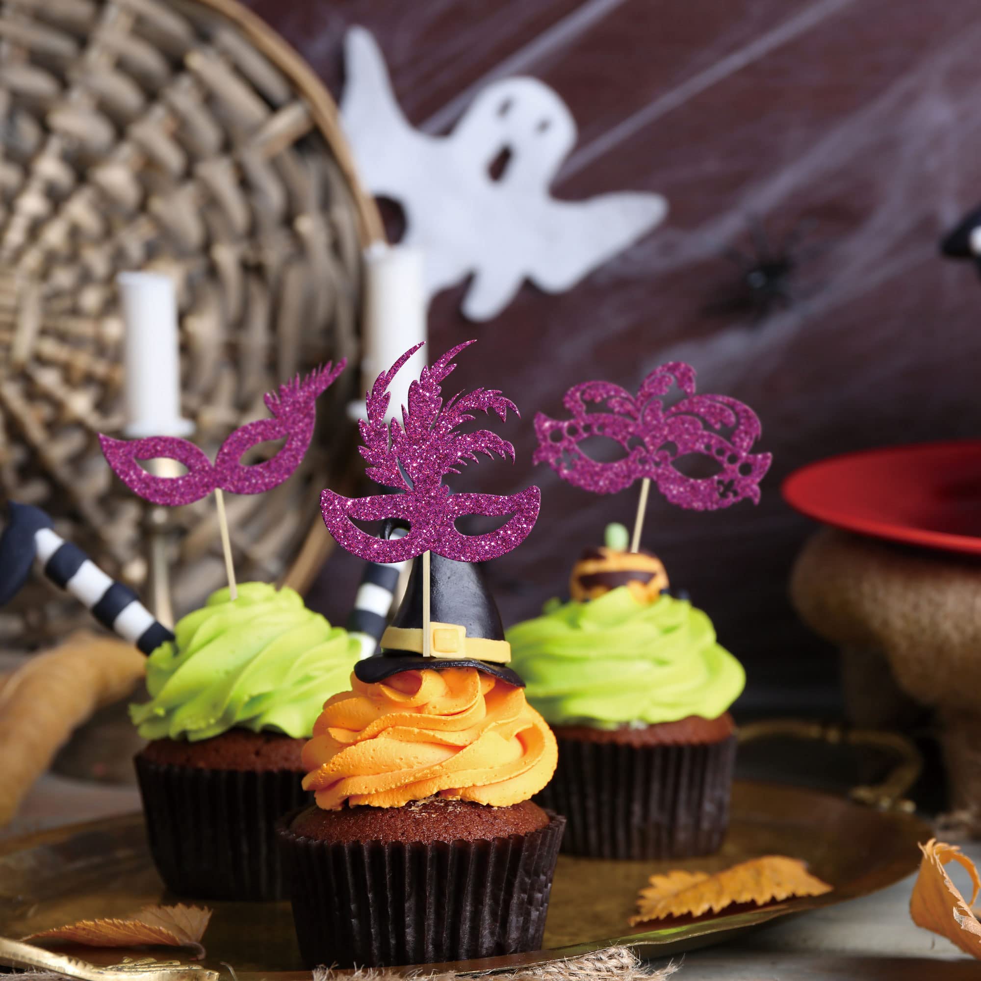 Gyufise Mardi Gras cupcake toppers for party-ready dessert decor