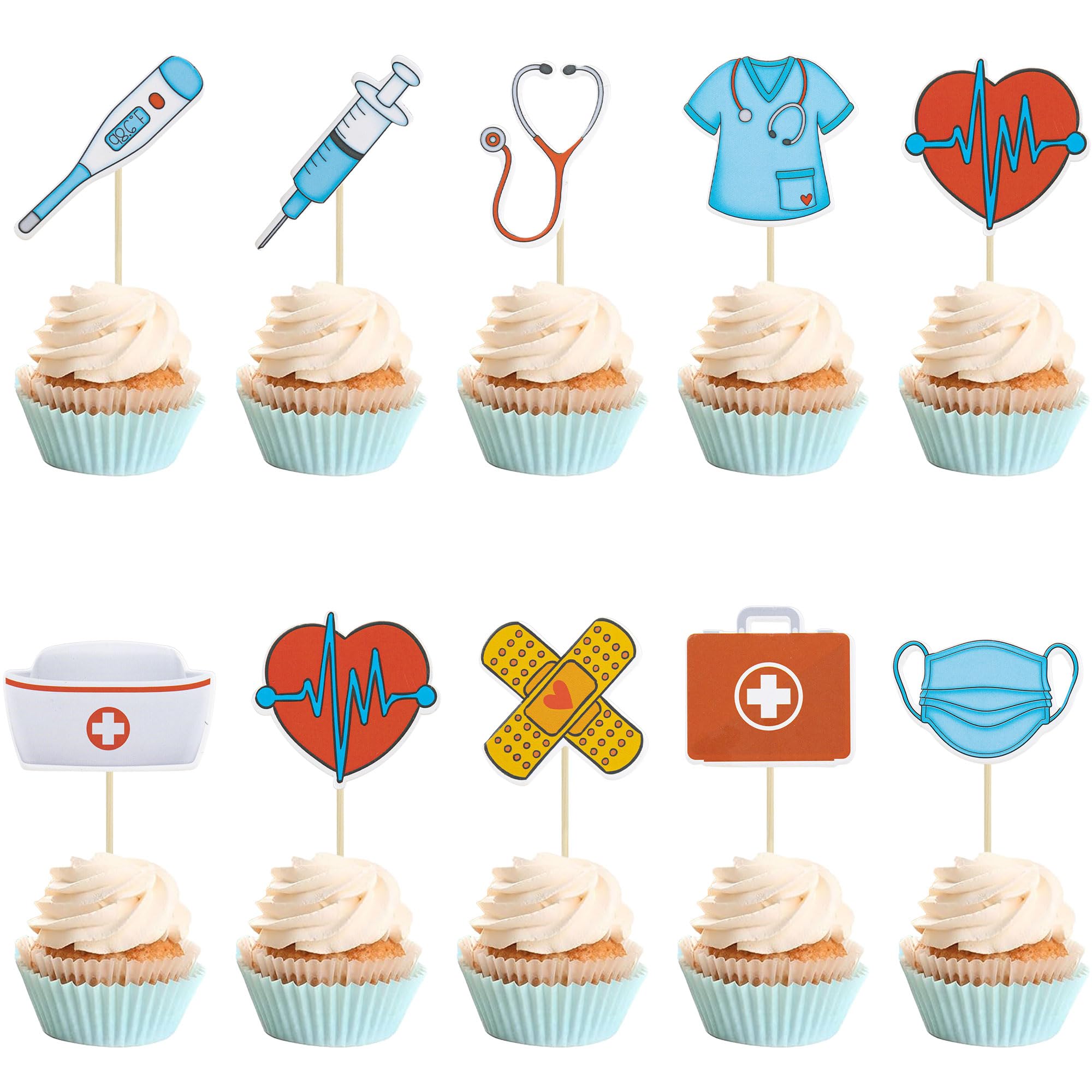 Gyufise nurse cupcake toppers add charming clinical flair to cakes and cupcakes