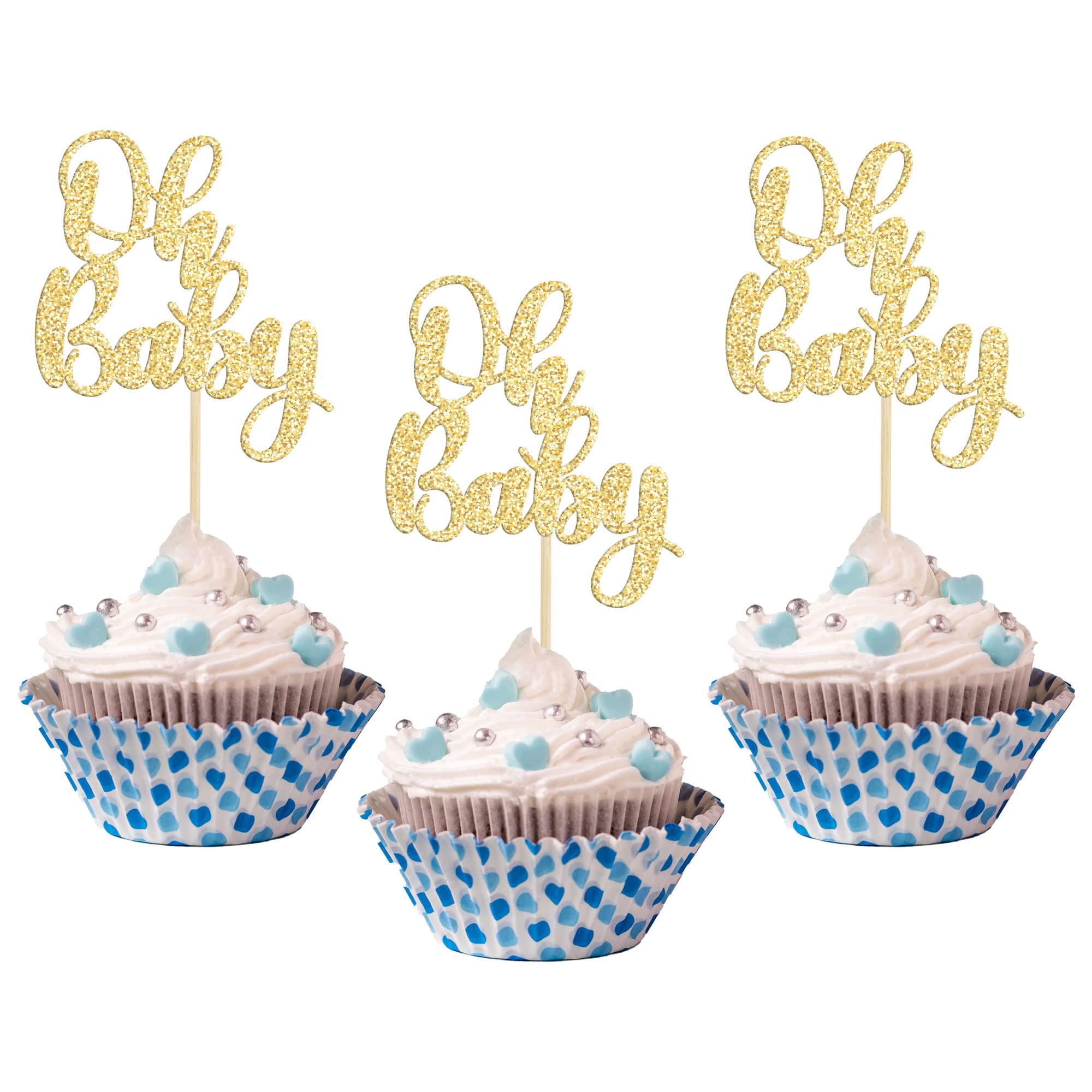 Gyufise oh baby cupcake toppers assembled and ready to insert on cakes.