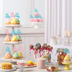 Gyufise blue pink bow toppers ideal for gender reveal party desserts