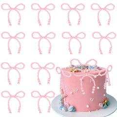 Gyufise Pearl Bow Cake Toppers assembled on cake add festive elegance