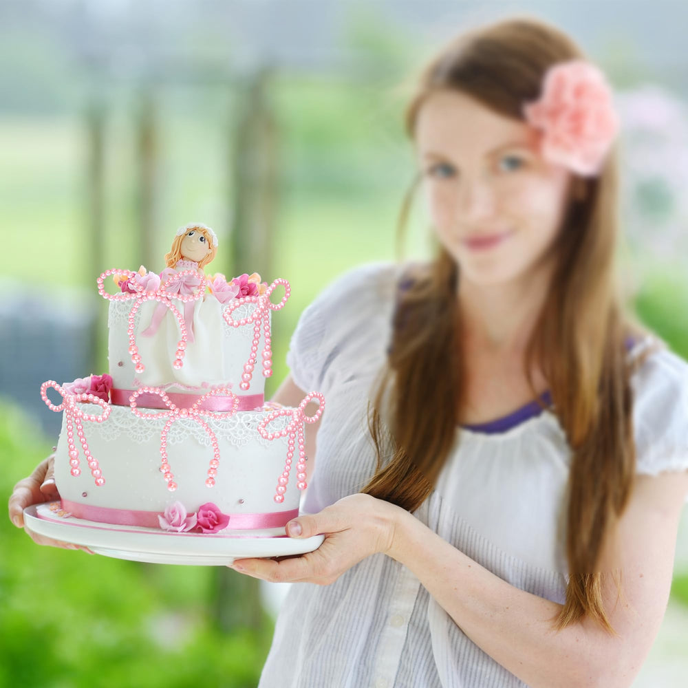 Gyufise Pearl Bow Cake Toppers used on fruits and desserts