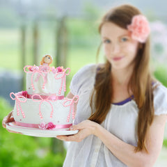 Gyufise Pearl Bow Cake Toppers used on fruits and desserts