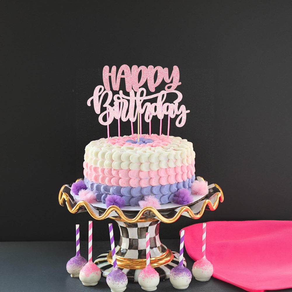 Gyufise pink theme topper for anniversaries adds sparkle to treats.