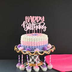 Gyufise pink theme topper for anniversaries adds sparkle to treats.