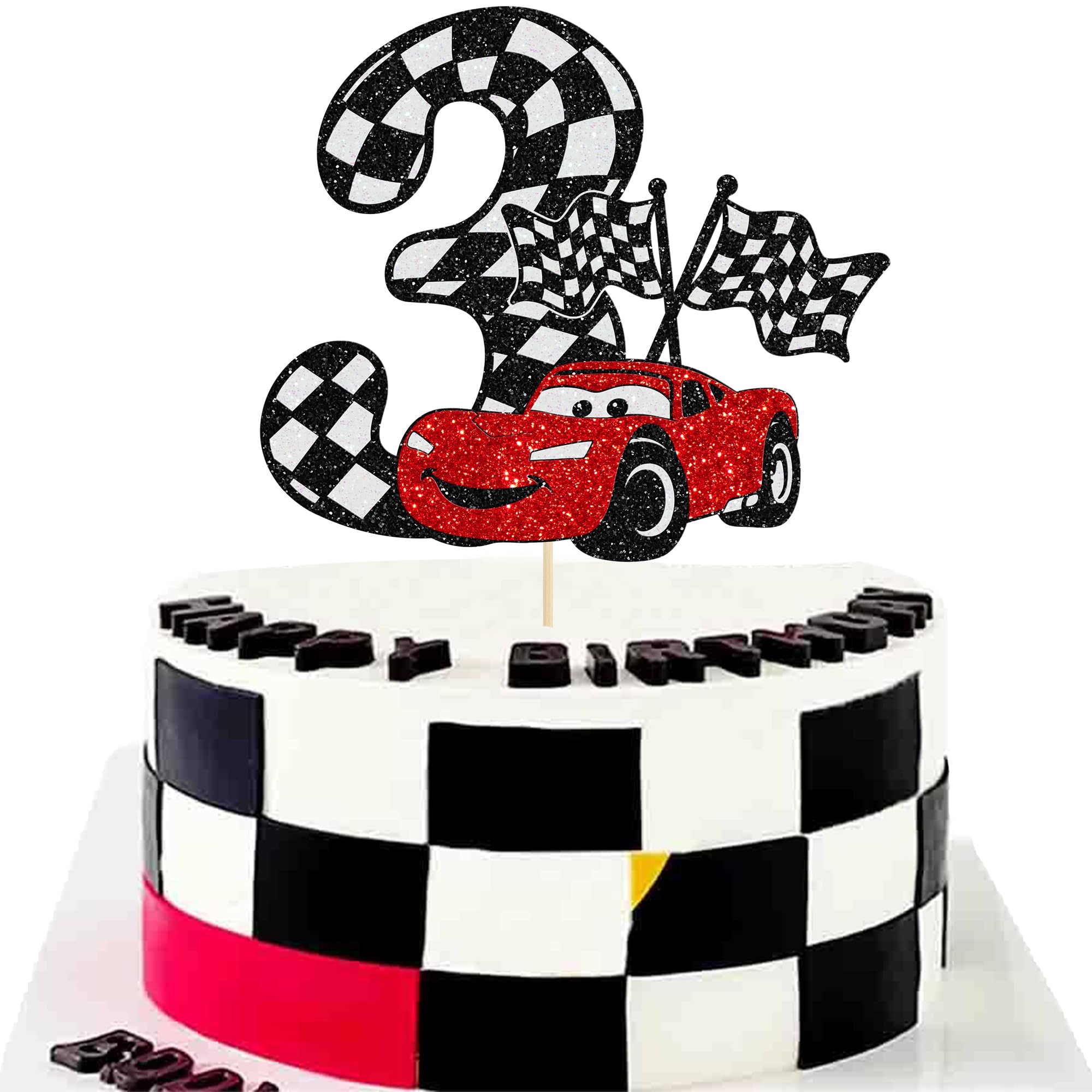 Gyufise Race Car Cake Topper assembled for easy cake insertion.