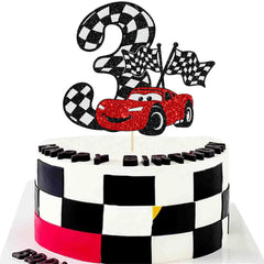 Gyufise Race Car Cake Topper assembled for easy cake insertion.