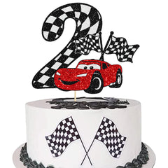 Gyufise race car cake topper assembled and ready to insert on cakes.