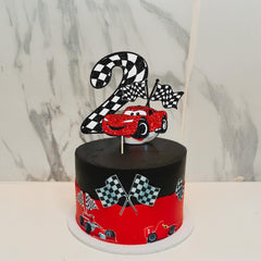 Gyufise race car topper suitable for cakes, cupcakes, ice cream, and desserts.