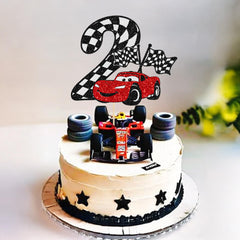 Gyufise race car topper single-sided with a plain back for clean display.