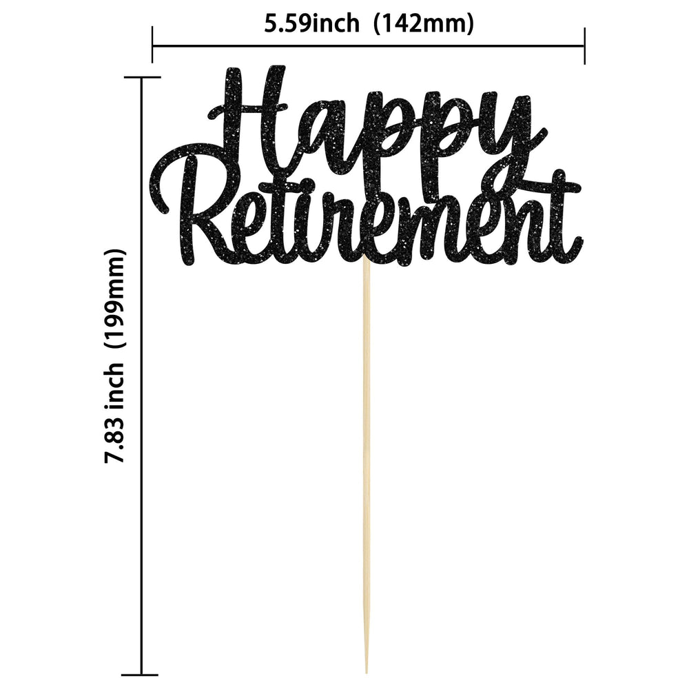 Gyufise retirement topper front view with glitter detail creates a bold party statement.