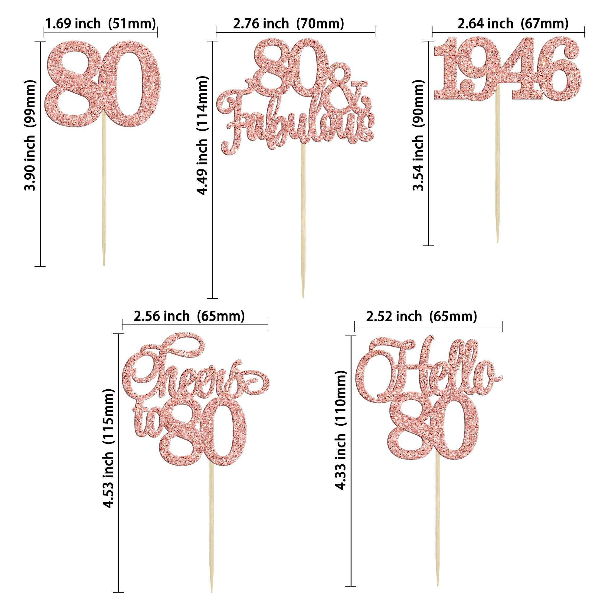 Gyufise rose gold 80th anniversary decor adds elegant party flair.