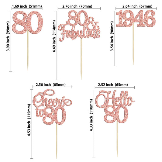 Gyufise rose gold 80th anniversary decor adds elegant party flair.