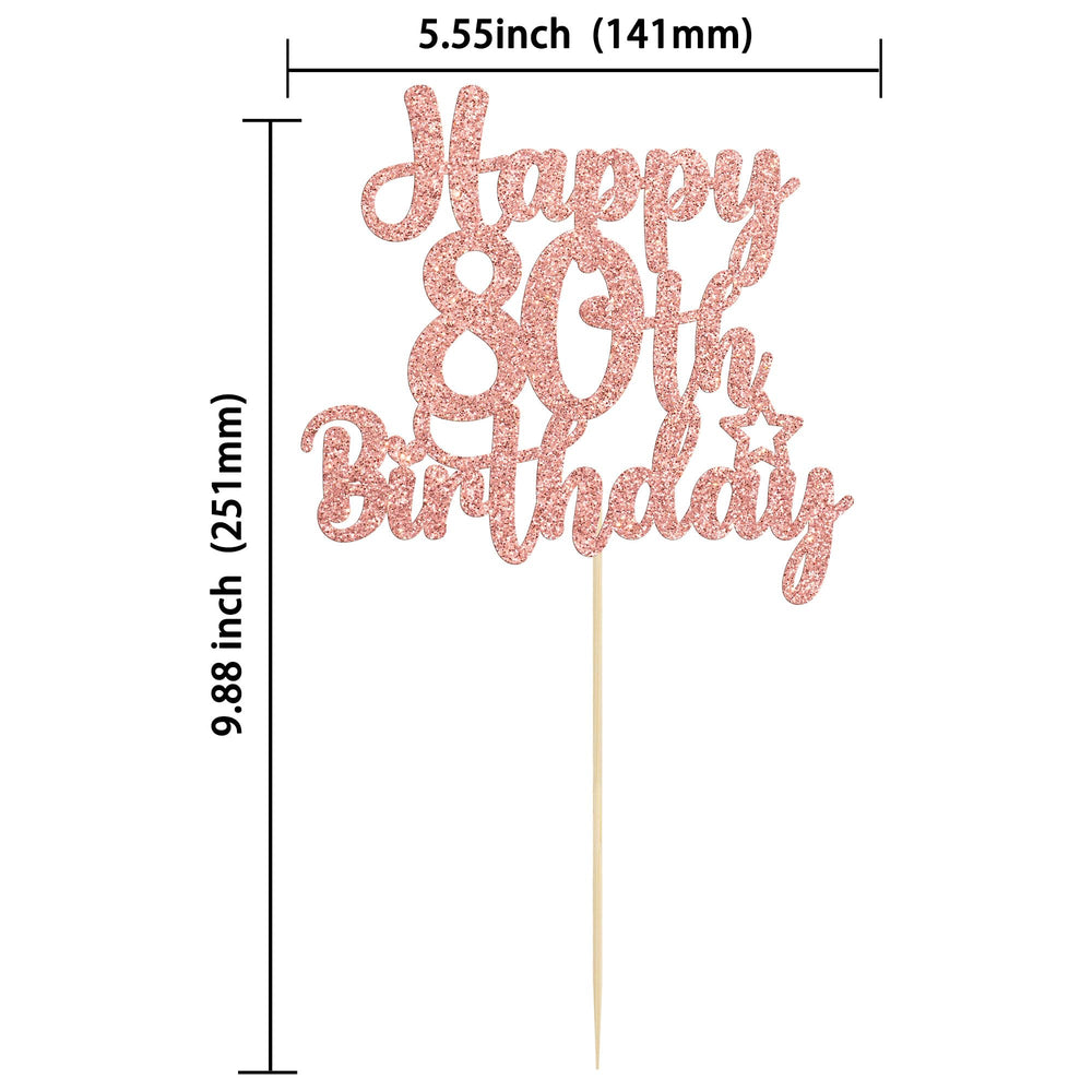 Gyufise Rose Gold glitter topper for 80th birthday celebrations adds sparkle to desserts