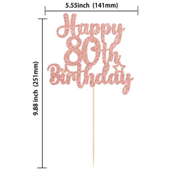 Gyufise Rose Gold glitter topper for 80th birthday celebrations adds sparkle to desserts