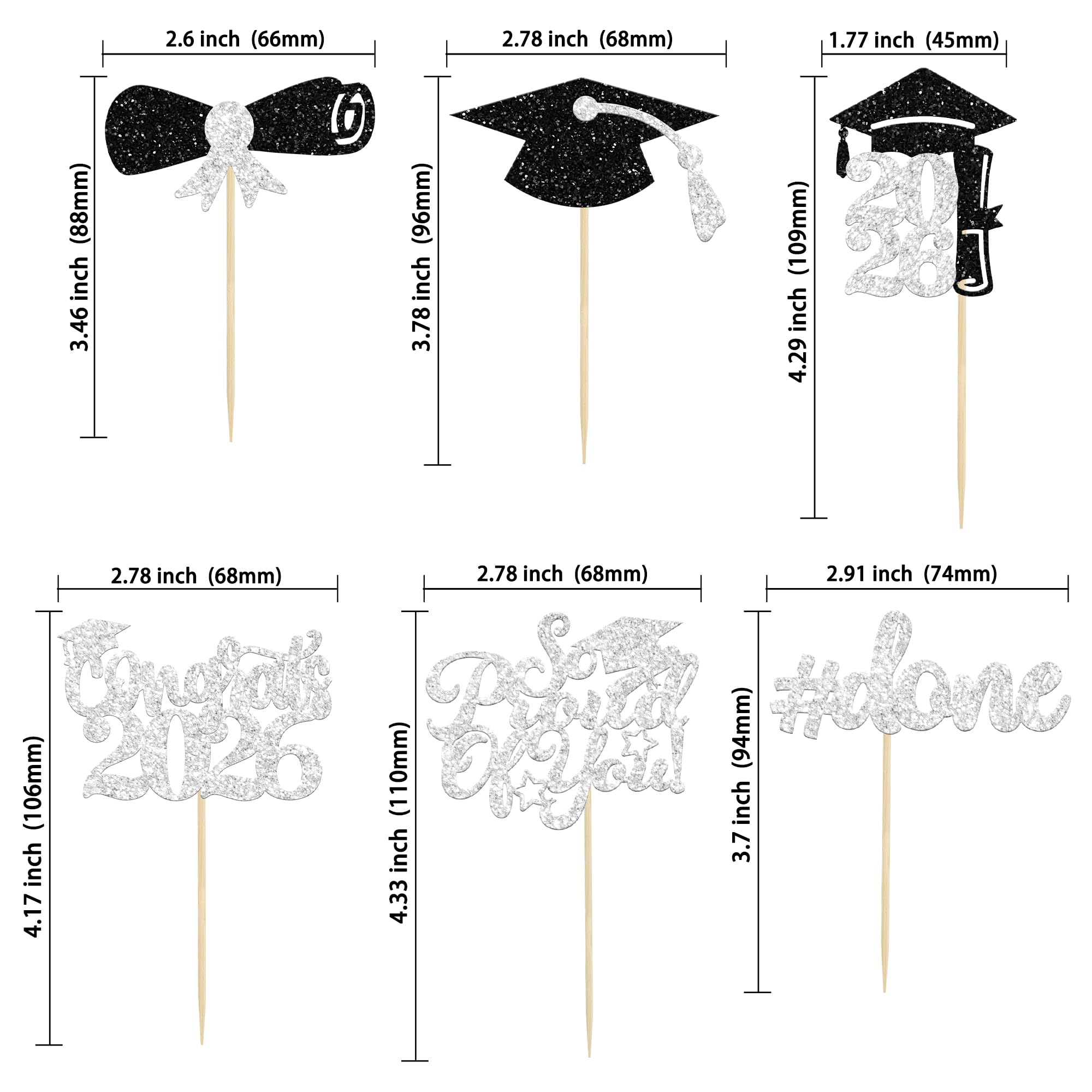 Gyufise silver glitter cap toppers heighten celebration visuals on cupcakes.