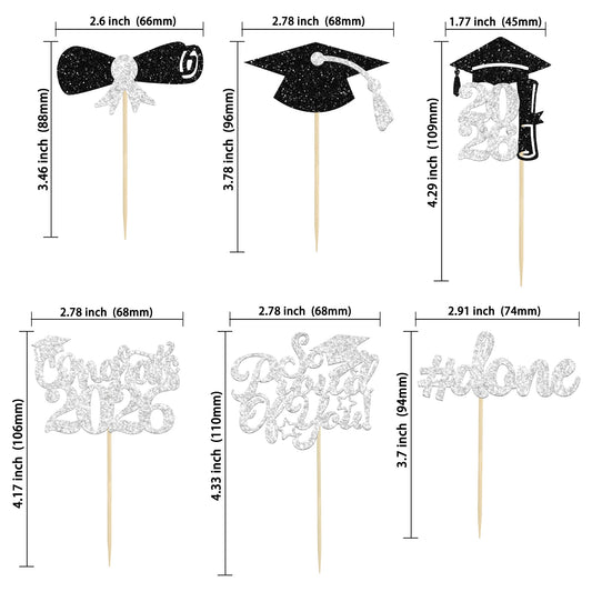 Gyufise silver glitter cap toppers heighten celebration visuals on cupcakes.