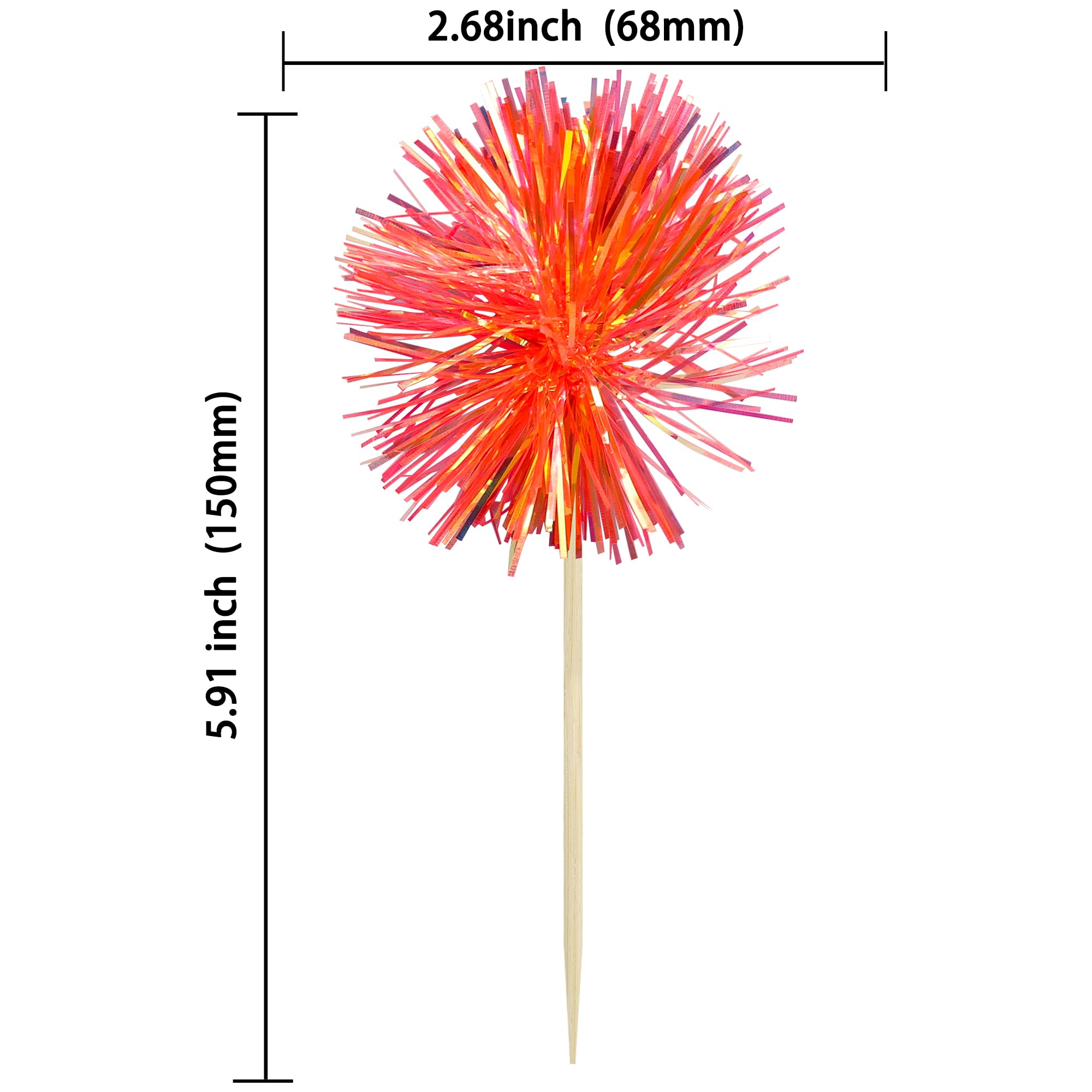 Gyufise sparkle tinsel cake toppers side view adds festive shimmer
