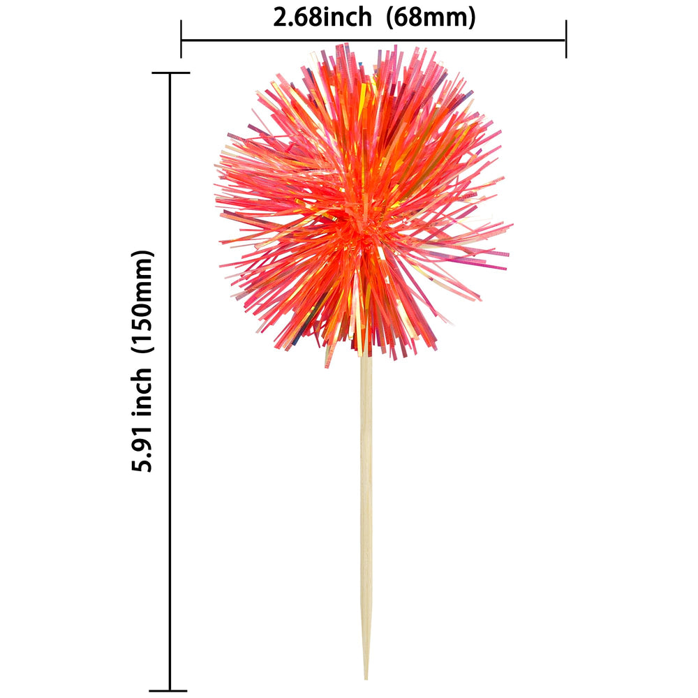 Gyufise sparkle tinsel cake toppers side view adds festive shimmer