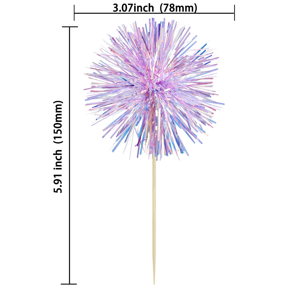 Gyufise sparkle tinsel cupcake picks for festive dessert decoration.