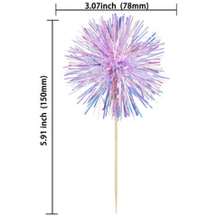 Gyufise sparkle tinsel cupcake picks for festive dessert decoration.