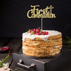 Gyufise sparkling gold cake topper for celebratory desserts and treats.