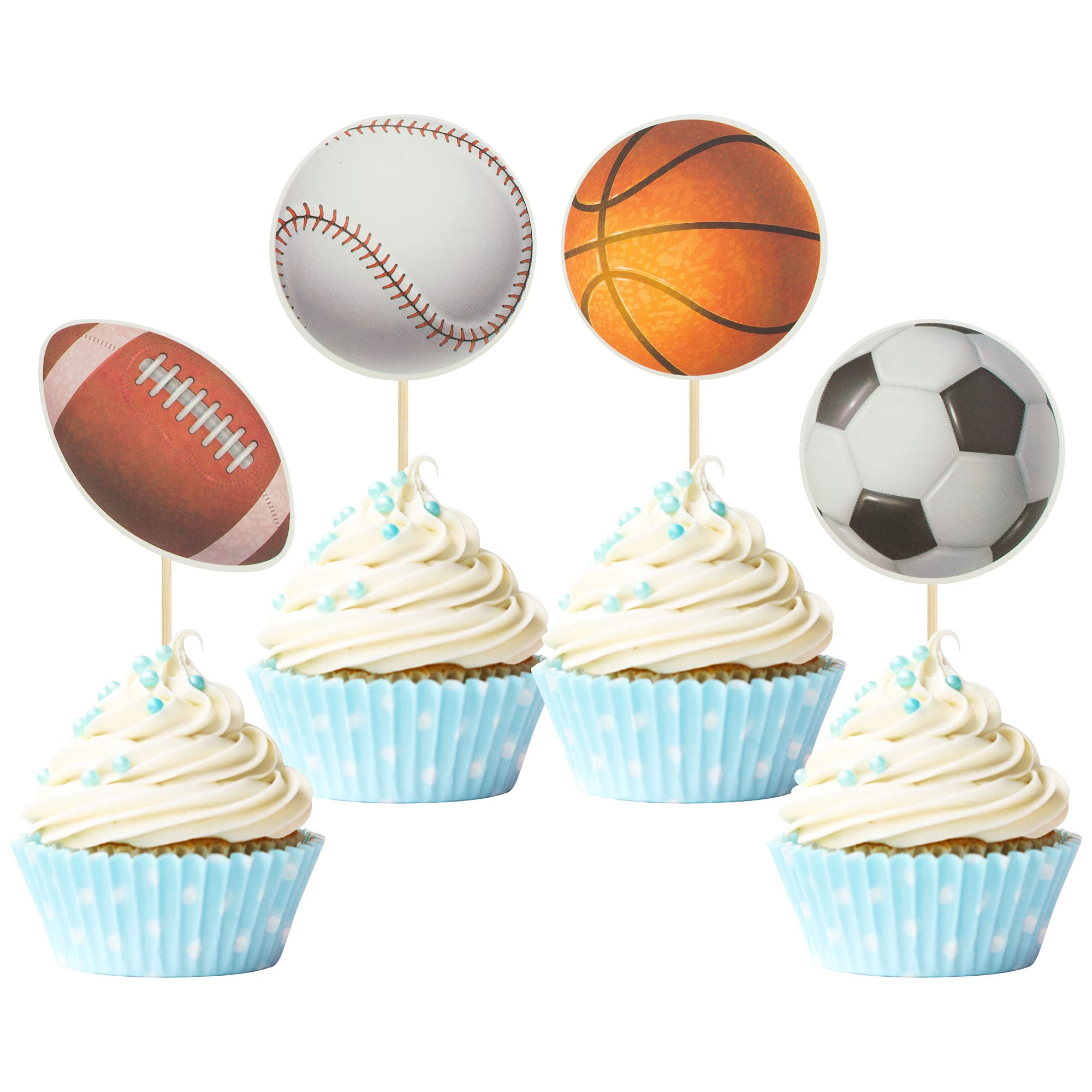Gyufise baseball cupcake toppers add fun to birthday cakes.