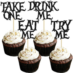 Gyufise Try Me Eat Me cupcake toppers add playful Alice in Wonderland flair to desserts