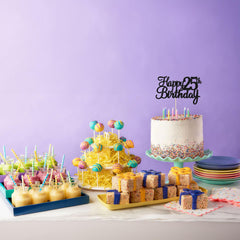 Gyufise Twenty Five Fabulous cake decor enhances party presentation.