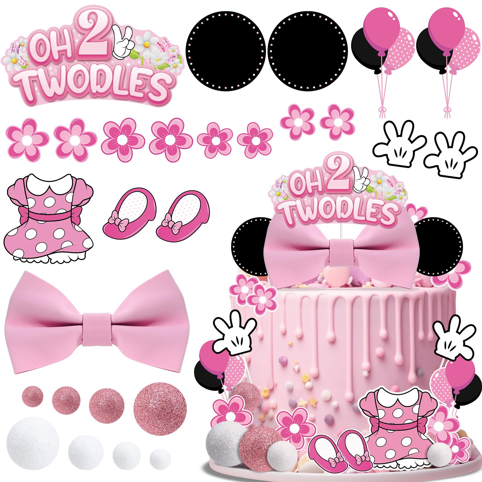 GZDUCK Oh Twodles pink mouse toppers add playful charm to cupcakes