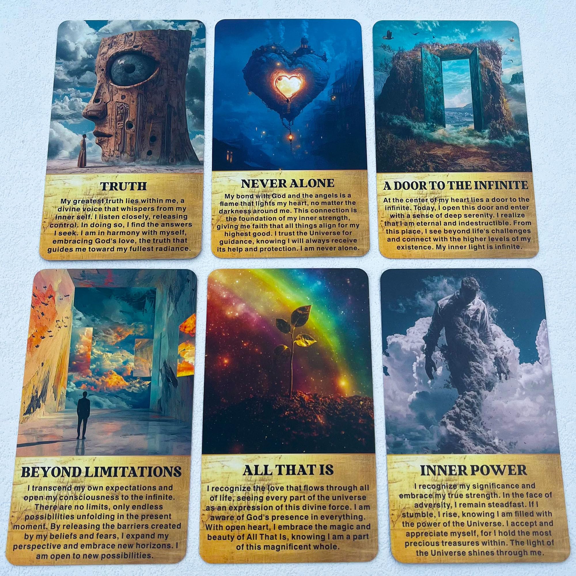 GZXINKE Life Messages cards spread displaying 54 cards for personal reflection and serenity.