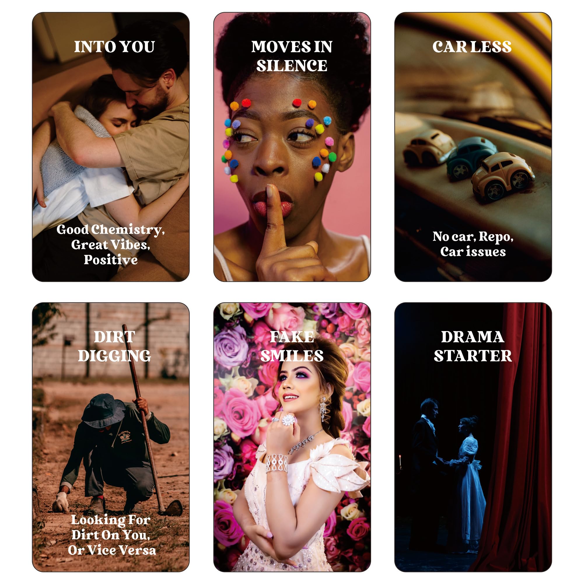 GZXINKE What's The Tea card closeup showing mixed messages for clarity