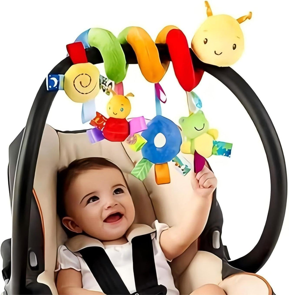 GZYFUVALW car-seat spiral toy; soft, BPA-free fabric stimulates touch and visual tracking.