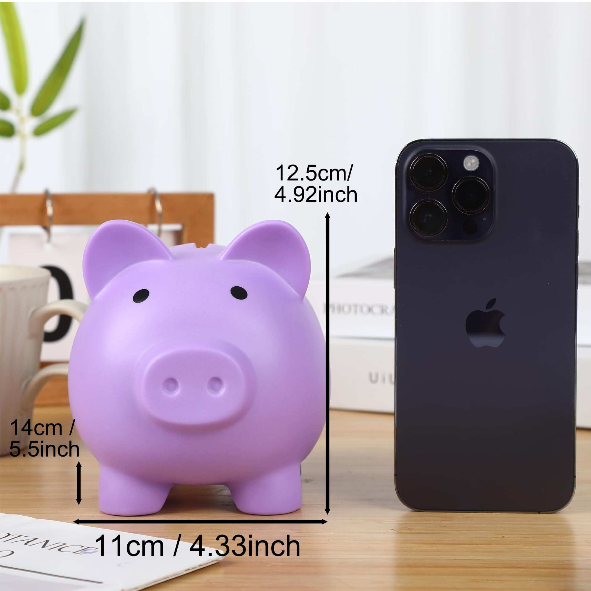 H&W piggy bank used as a playful room decor idea for kids' spaces.