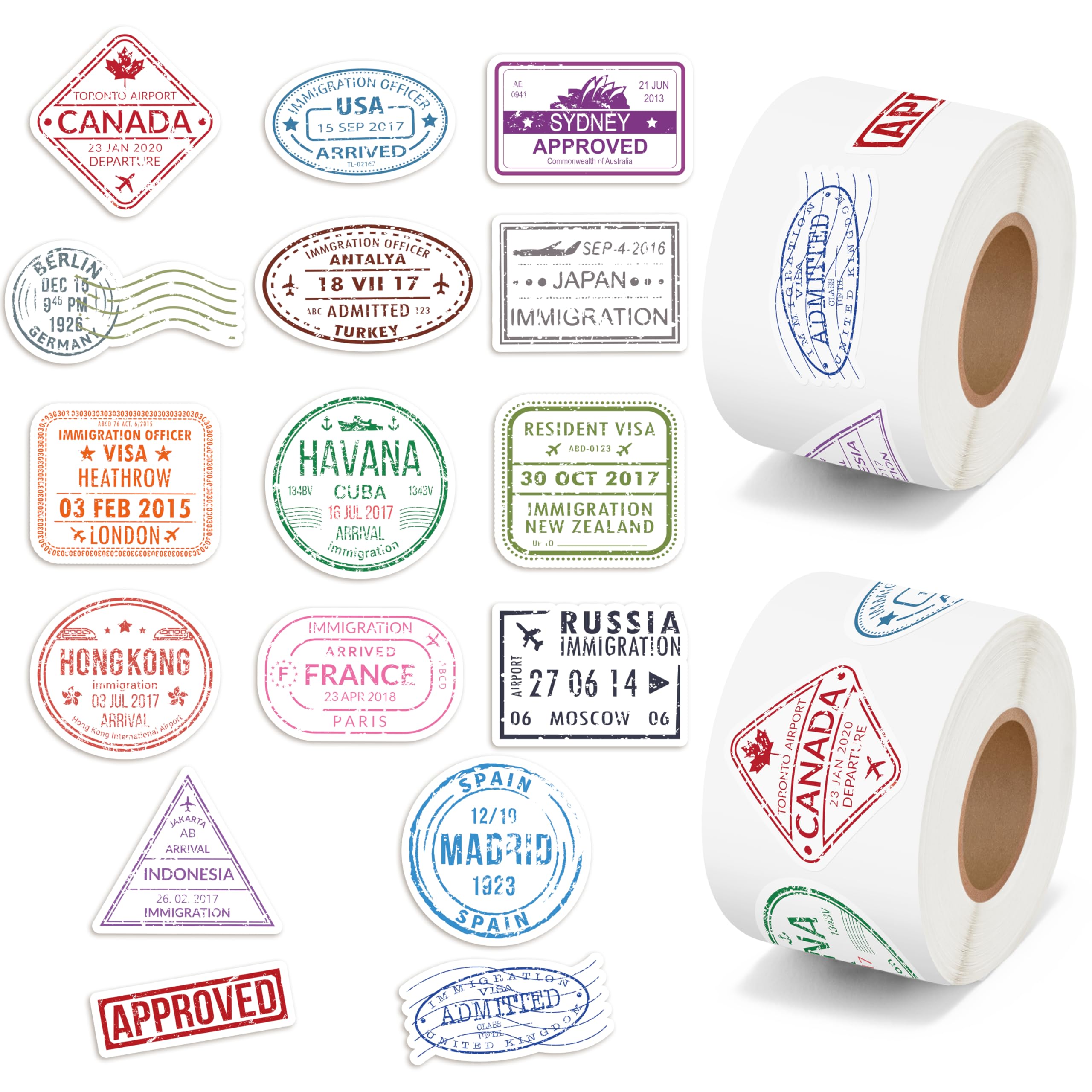 H1vojoxo passport stamps rolls packaging for travel decor and craft organization