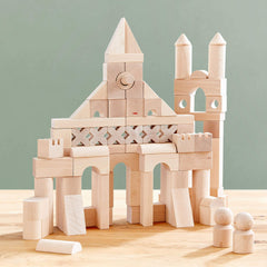 HABA 102-piece block set displayed for creative building and stacking experiments.