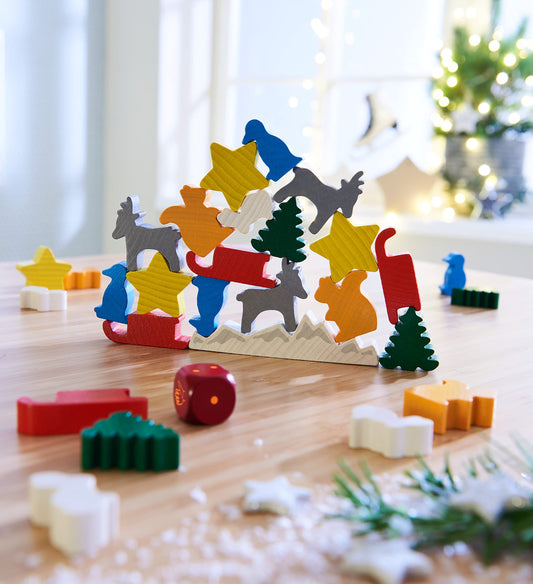 HABA Animal Upon Animal Christmas wooden figures offer tactile, festive stacking fun