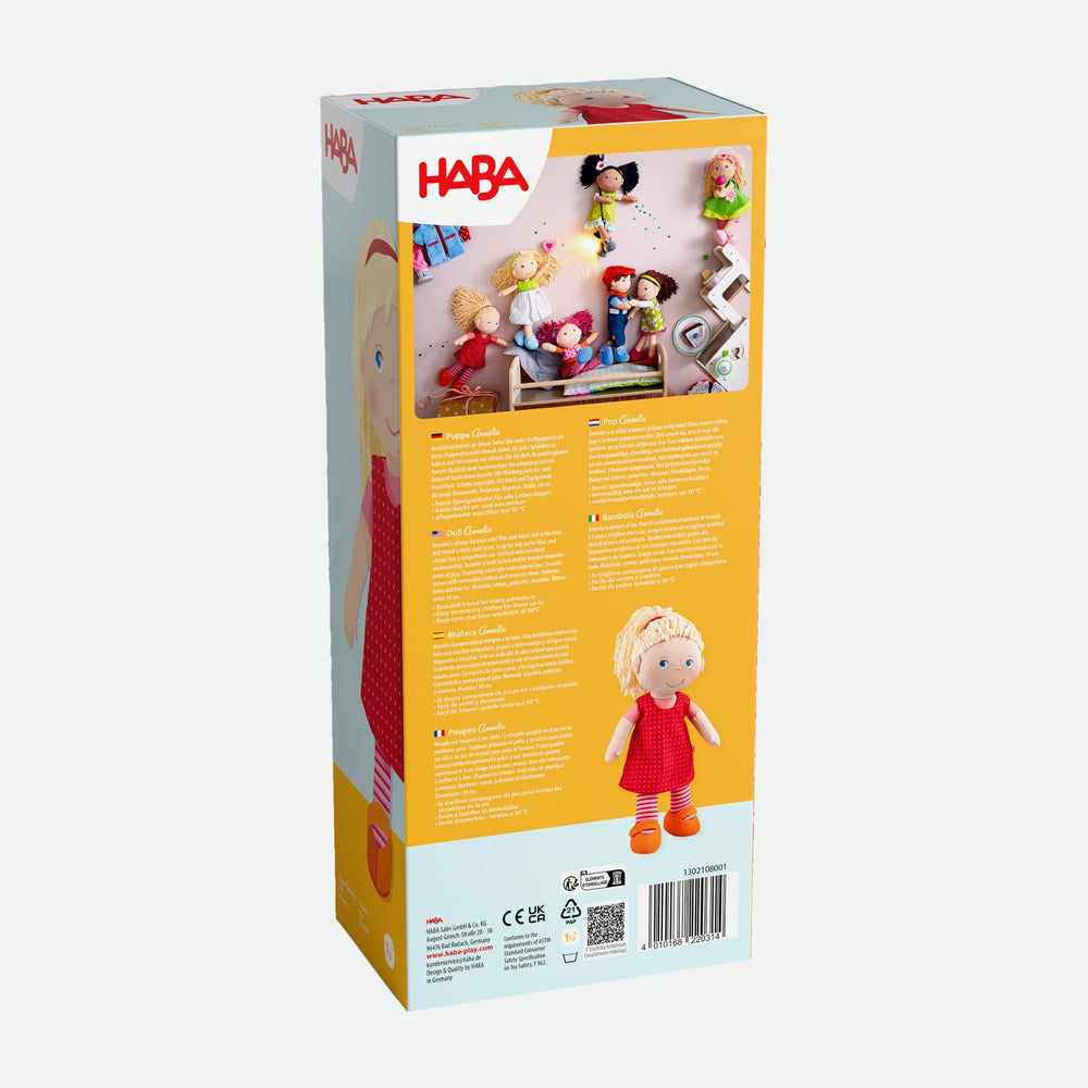 HABA Annelie doll 12-inch size fits little hands.