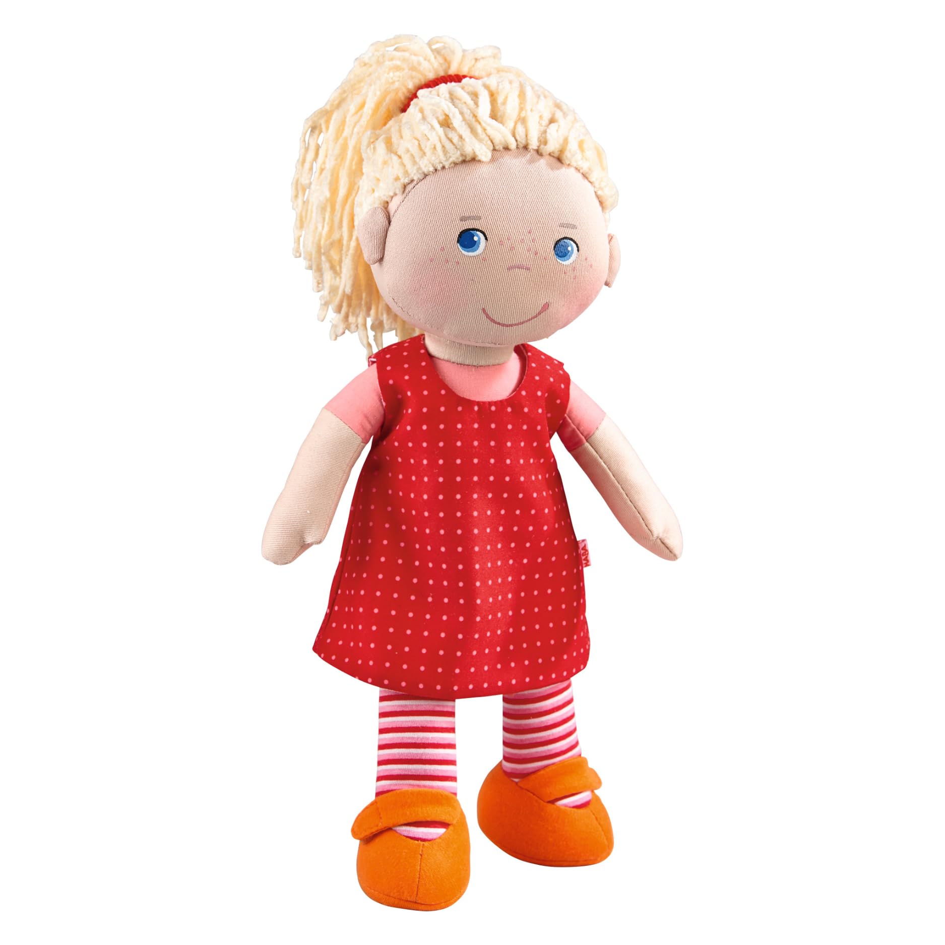 HABA Annelie doll with embroidered face, ideal for cuddly toddler play.