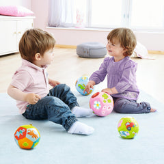 HABA Baby Balls feature a durable plastic cover for easy cleaning after messy sessions.