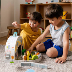 HABA compact storage helps quick cleanup after lively zoo adventures.